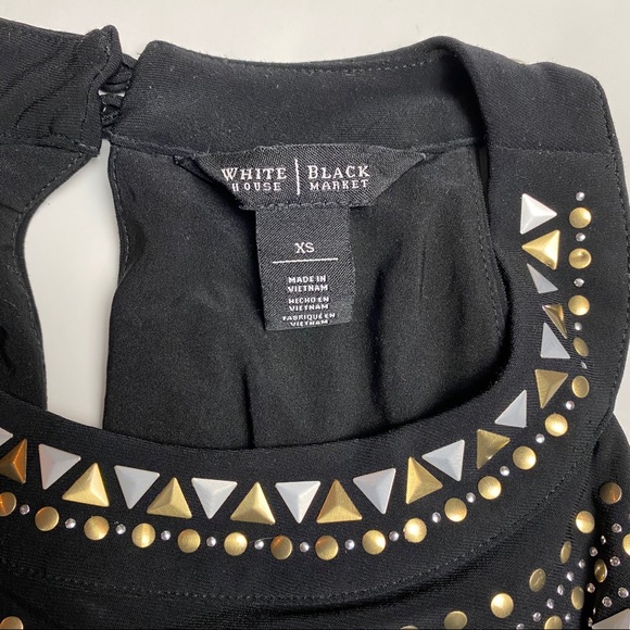 WHBM Embellished Blouson Dress Black/Gold - Picture 12 of 14